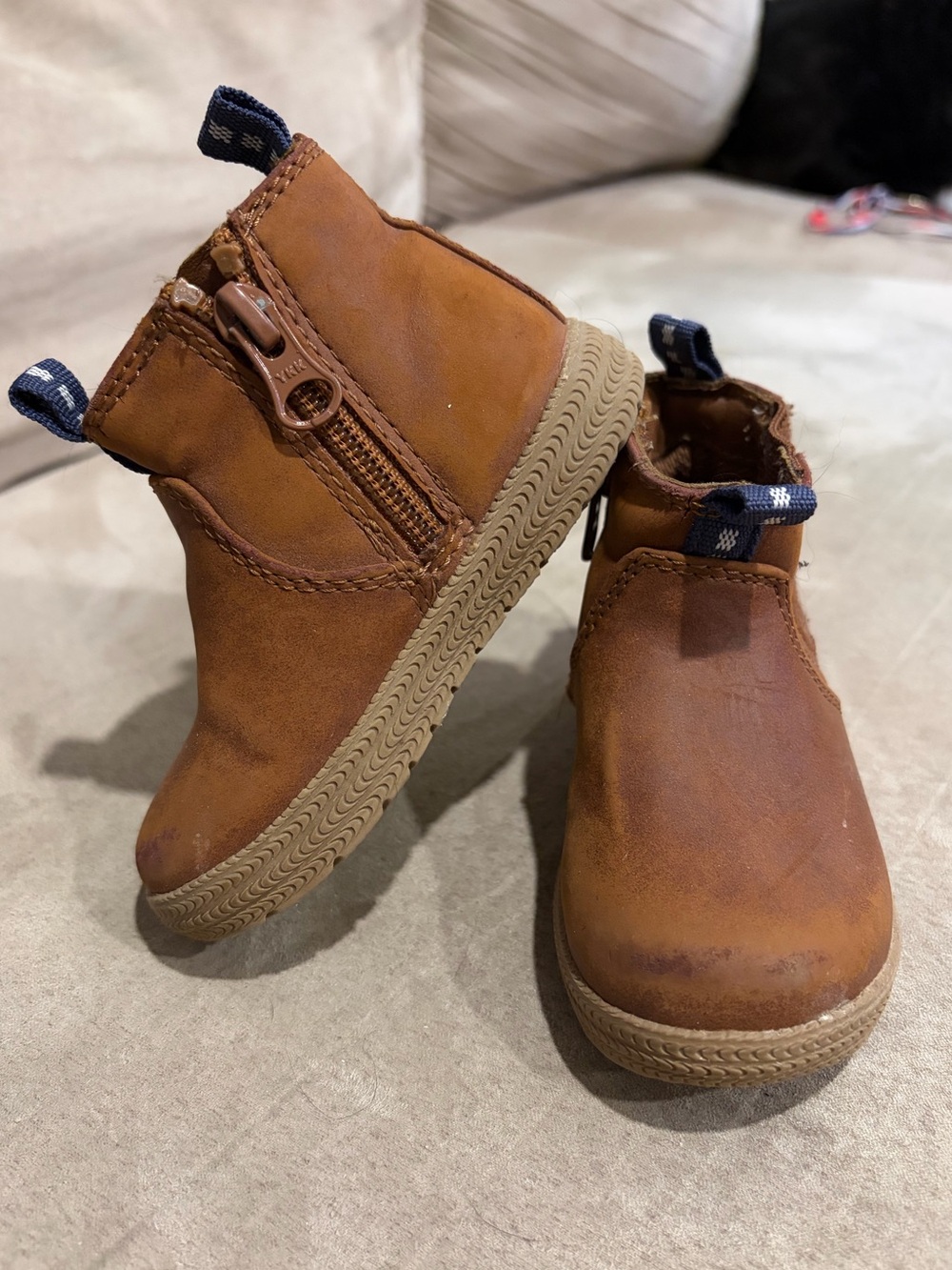 Kids Brown Leather Zip Chelsea Boots toddler 5